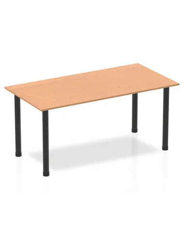 Dynamic Impulse 1600mm Straight Writing Desk Table Oak Top Black Post Leg BF00378