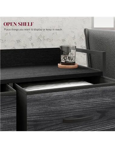 HOMCOM Rustic Chest of Six Fabric Drawers - Black