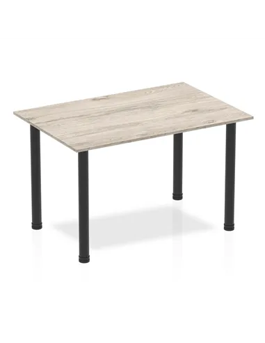 Dynamic Impulse 1200mm Straight Writing Desk Table Grey Oak Top Black Post Leg BF00398