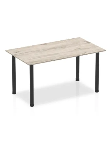 Dynamic Impulse 1400mm Straight Writing Desk Table Grey Oak Top Black Post Leg BF00399
