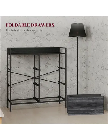 HOMCOM Rustic Chest of Six Fabric Drawers - Black