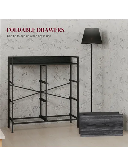 HOMCOM Rustic Chest of Six Fabric Drawers - Black