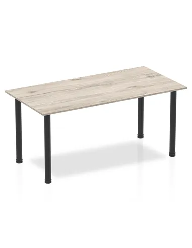 Dynamic Impulse 1600mm Straight Writing Desk Table Grey Oak Top Black Post Leg BF00400