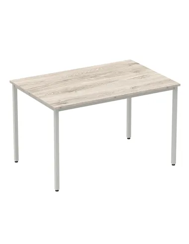 Dynamic Impulse 1200mm Straight Writing Desk Table Grey Oak Top Silver Box Frame Leg I003260