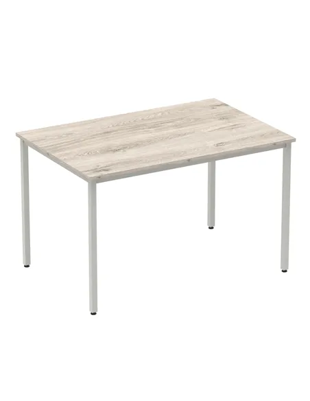 Dynamic Impulse 1200mm Straight Writing Desk Table Grey Oak Top Silver Box Frame Leg I003260