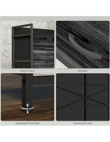 HOMCOM Rustic Chest of Six Fabric Drawers - Black