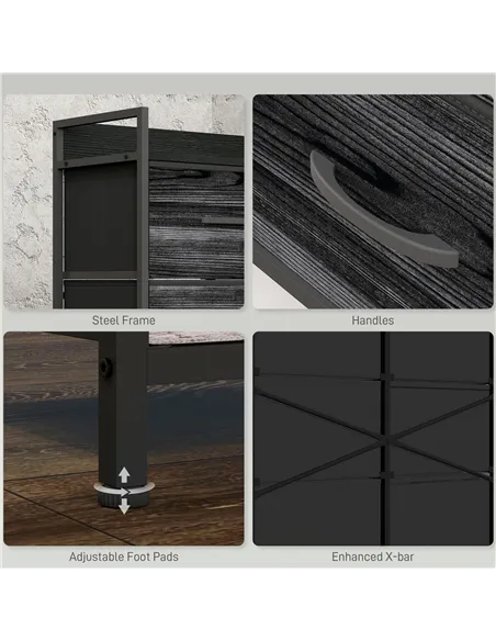 HOMCOM Rustic Chest of Six Fabric Drawers - Black