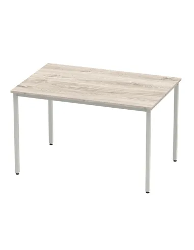 Dynamic Impulse 1200mm Straight Writing Desk Table Grey Oak Top Silver Box Frame Leg I003260
