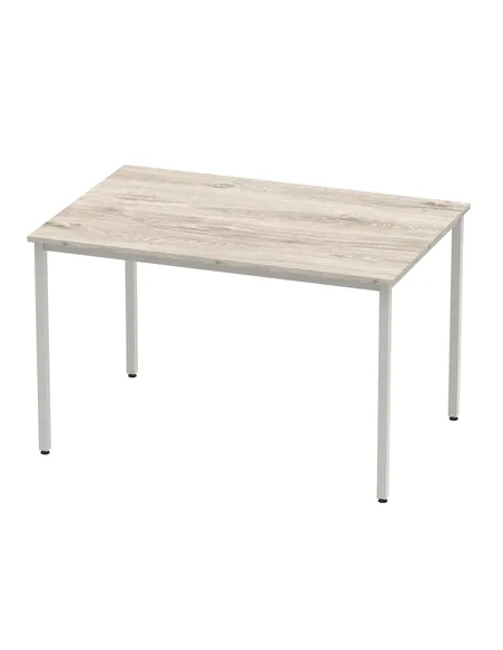 Dynamic Impulse 1200mm Straight Writing Desk Table Grey Oak Top Silver Box Frame Leg I003260
