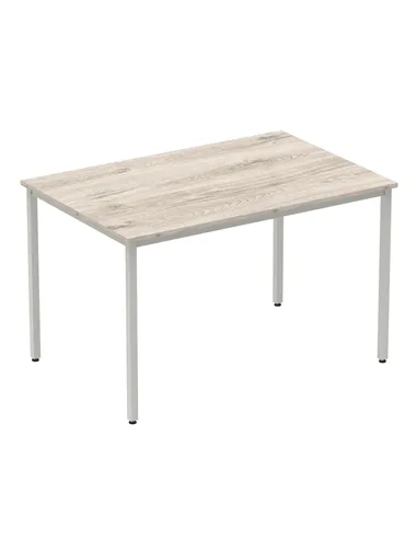 Dynamic Impulse 1200mm Straight Writing Desk Table Grey Oak Top Silver Box Frame Leg I003260