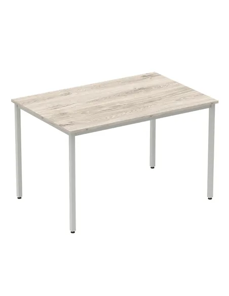Dynamic Impulse 1200mm Straight Writing Desk Table Grey Oak Top Silver Box Frame Leg I003260