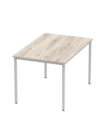 Dynamic Impulse 1200mm Straight Writing Desk Table Grey Oak Top Silver Box Frame Leg I003260