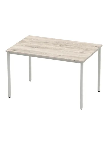 Dynamic Impulse 1200mm Straight Writing Desk Table Grey Oak Top Silver Box Frame Leg I003260