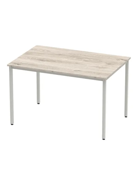 Dynamic Impulse 1200mm Straight Writing Desk Table Grey Oak Top Silver Box Frame Leg I003260
