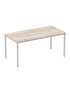 Dynamic Impulse 1600mm Straight Writing Desk Table Grey Oak Top Silver Box Frame Leg I003261