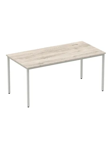 Dynamic Impulse 1600mm Straight Writing Desk Table Grey Oak Top Silver Box Frame Leg I003261