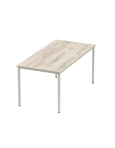 Dynamic Impulse 1600mm Straight Writing Desk Table Grey Oak Top Silver Box Frame Leg I003261