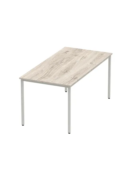 Dynamic Impulse 1600mm Straight Writing Desk Table Grey Oak Top Silver Box Frame Leg I003261