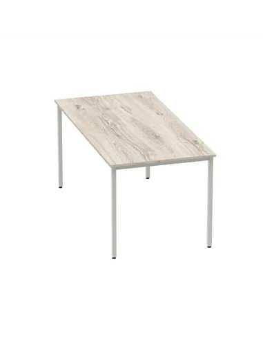 Dynamic Impulse 1600mm Straight Writing Desk Table Grey Oak Top Silver Box Frame Leg I003261