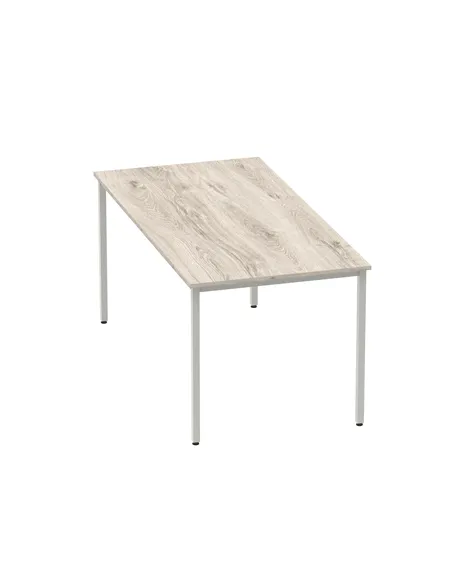 Dynamic Impulse 1600mm Straight Writing Desk Table Grey Oak Top Silver Box Frame Leg I003261