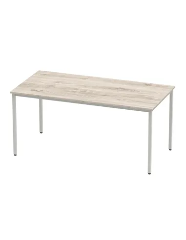 Dynamic Impulse 1600mm Straight Writing Desk Table Grey Oak Top Silver Box Frame Leg I003261