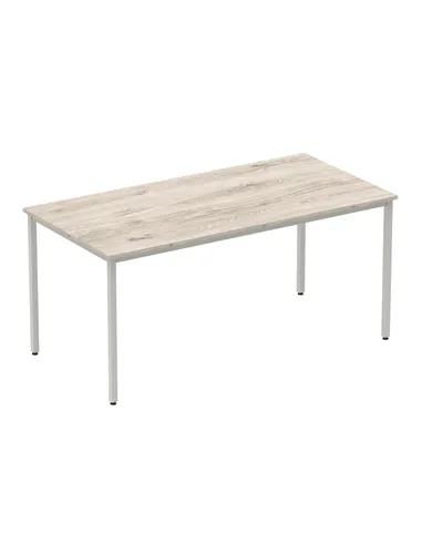 Dynamic Impulse 1600mm Straight Writing Desk Table Grey Oak Top Silver Box Frame Leg I003261