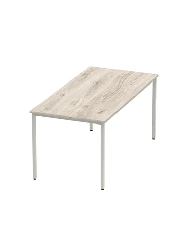Dynamic Impulse 1600mm Straight Writing Desk Table Grey Oak Top Silver Box Frame Leg I003261