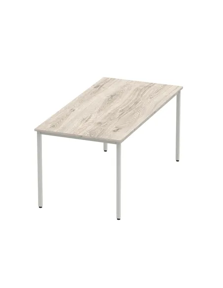 Dynamic Impulse 1600mm Straight Writing Desk Table Grey Oak Top Silver Box Frame Leg I003261