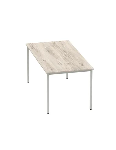 Dynamic Impulse 1600mm Straight Writing Desk Table Grey Oak Top Silver Box Frame Leg I003261