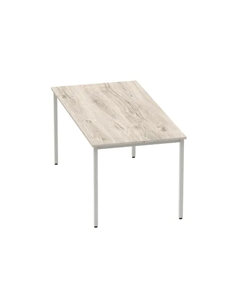 Dynamic Impulse 1600mm Straight Writing Desk Table Grey Oak Top Silver Box Frame Leg I003261