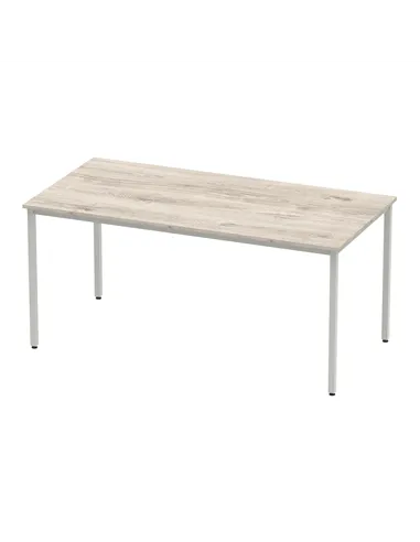 Dynamic Impulse 1600mm Straight Writing Desk Table Grey Oak Top Silver Box Frame Leg I003261