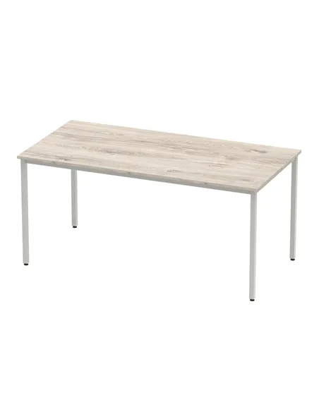 Dynamic Impulse 1600mm Straight Writing Desk Table Grey Oak Top Silver Box Frame Leg I003261