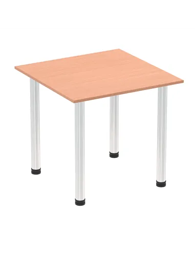Dynamic Impulse 800mm Square Writing Desk Table Beech Top Chrome Post Leg I003578