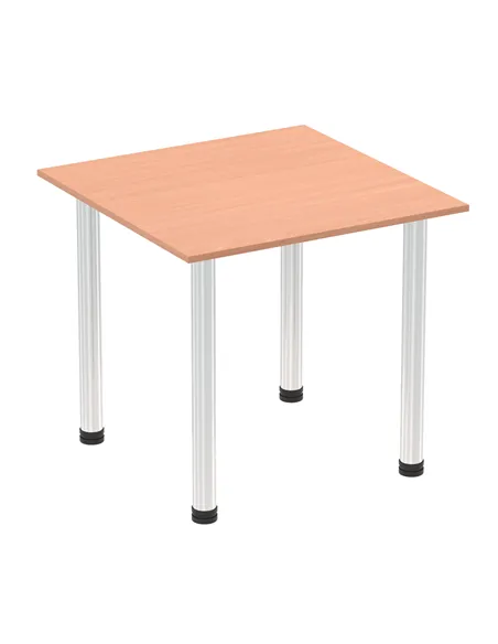 Dynamic Impulse 800mm Square Writing Desk Table Beech Top Chrome Post Leg I003578