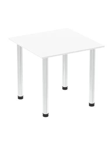 Dynamic Impulse 800mm Square Writing Desk Table White Top Chrome Post Leg I003579