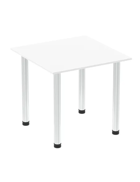 Dynamic Impulse 800mm Square Writing Desk Table White Top Chrome Post Leg I003579