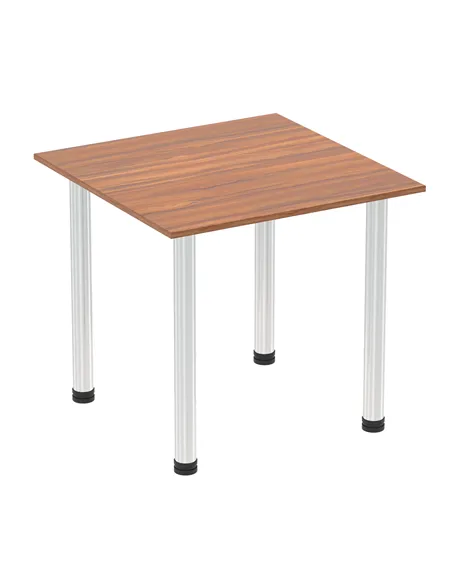 Dynamic Impulse 800mm Square Writing Desk Table Walnut Top Chrome Post Leg I003581