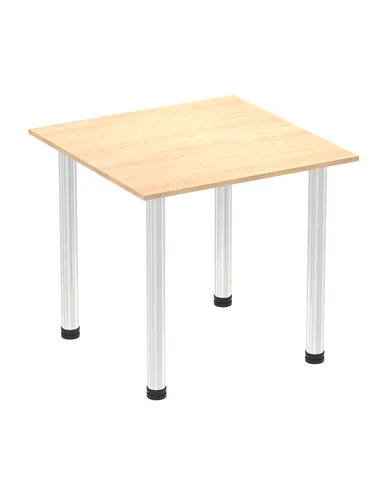 Dynamic Impulse 800mm Square Writing Desk Table Maple Top Chrome Post Leg I003582