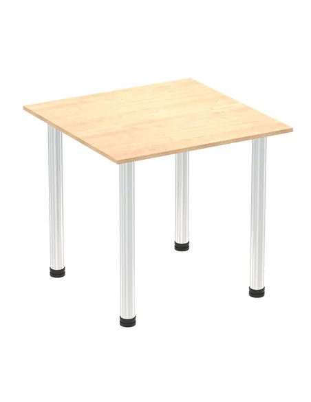 Dynamic Impulse 800mm Square Writing Desk Table Maple Top Chrome Post Leg I003582