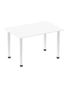 Dynamic Impulse 1200mm Straight Writing Desk Table White Top Chrome Post Leg I003584