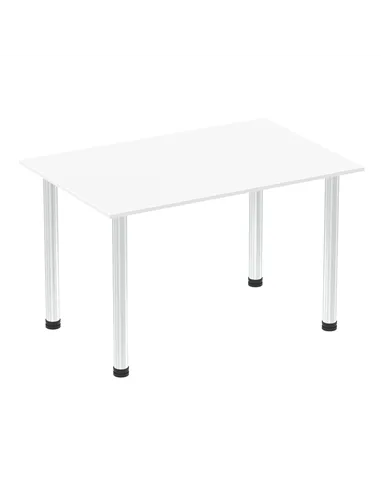 Dynamic Impulse 1200mm Straight Writing Desk Table White Top Chrome Post Leg I003584