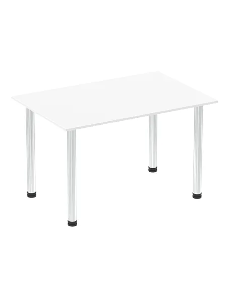 Dynamic Impulse 1200mm Straight Writing Desk Table White Top Chrome Post Leg I003584