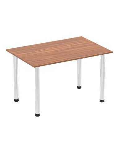 Dynamic Impulse 1200mm Straight Writing Desk Table Walnut Top Chrome Post Leg I003586