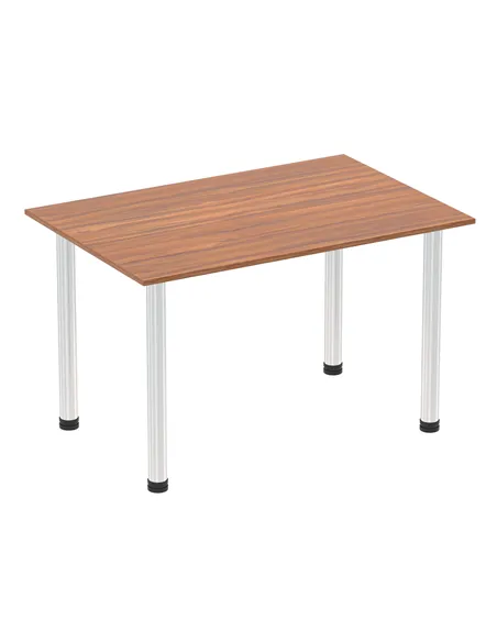 Dynamic Impulse 1200mm Straight Writing Desk Table Walnut Top Chrome Post Leg I003586