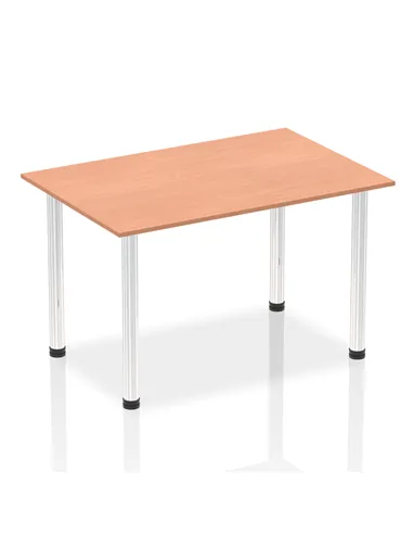 Dynamic Impulse 1400mm Straight Writing Desk Table Beech Top Chrome Post Leg I003588