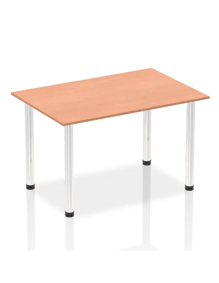 Dynamic Impulse 1400mm Straight Writing Desk Table Beech Top Chrome Post Leg I003588