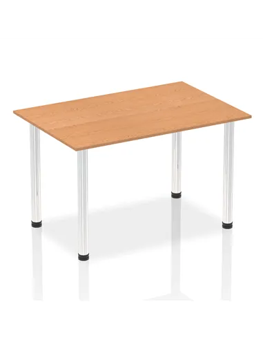 Dynamic Impulse 1400mm Straight Writing Desk Table Oak Top Chrome Post Leg I003589