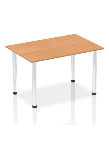 Dynamic Impulse 1400mm Straight Writing Desk Table Oak Top Chrome Post Leg I003589