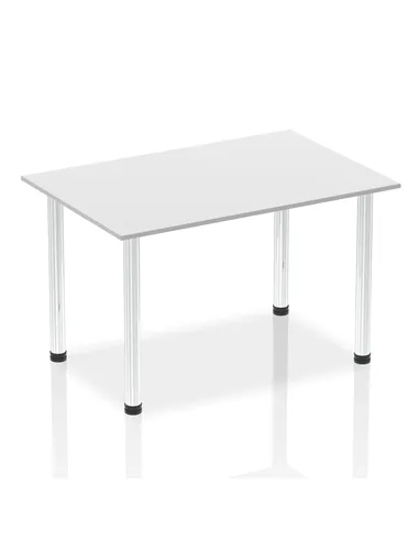 Dynamic Impulse 1400mm Straight Writing Desk Table White Top Chrome Post Leg I003592
