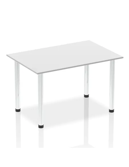Dynamic Impulse 1400mm Straight Writing Desk Table White Top Chrome Post Leg I003592